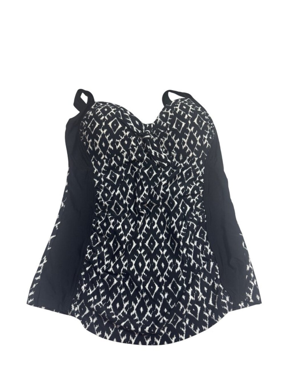 Merona Tankini Halter Swimsuit Top Black White Size M Padded Bust